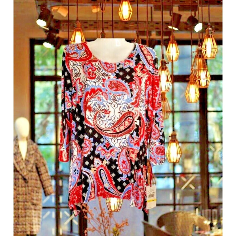 Ruby Rd Women's Tunic Top Paisley Multicolor  NEW with Tags Size Petite Medium